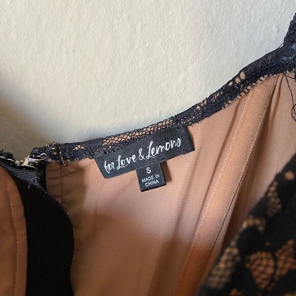 For Love And Lemons Rosalie Black Crop Top Lace Puff Sleeve Size S - Picture 8 of 8